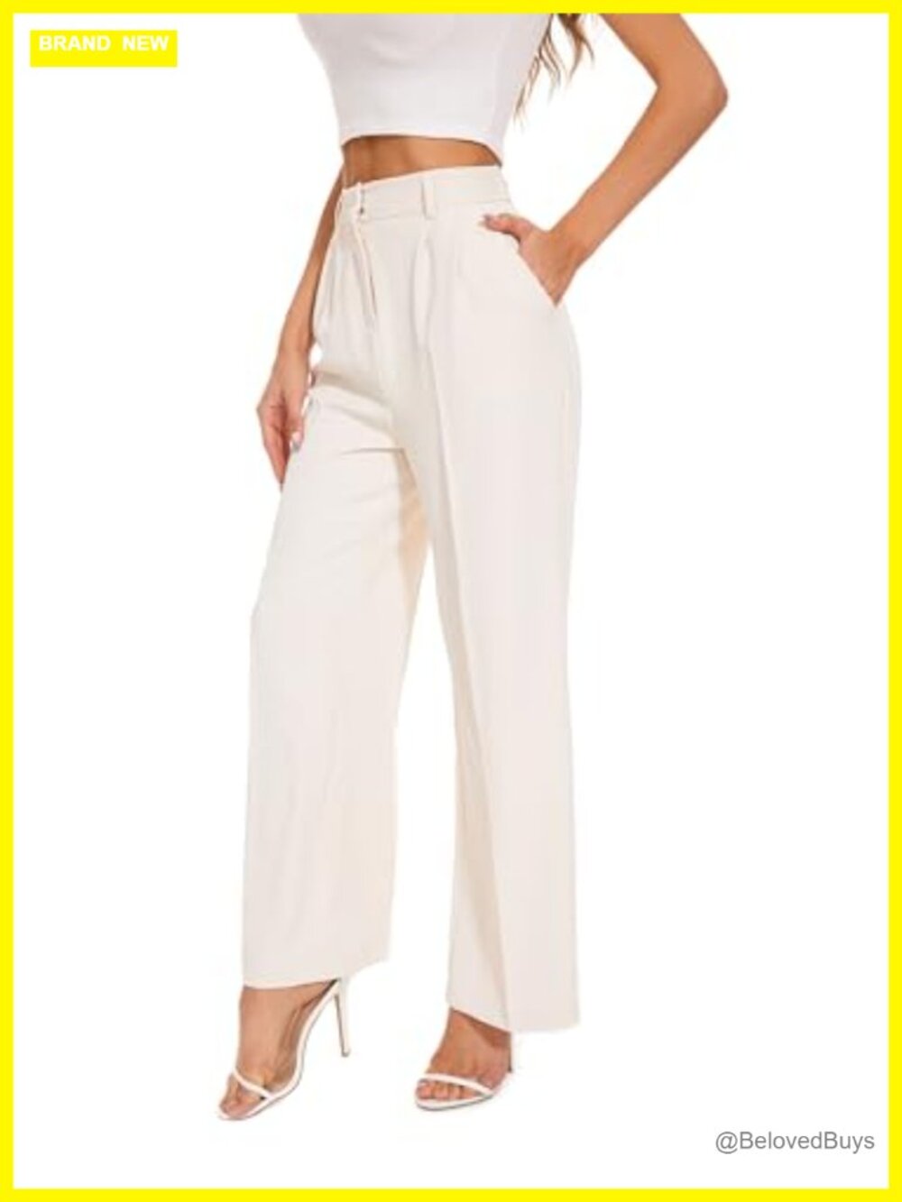 Wide Leg Dress Pants High Waisted Pleated Loose Work Slacks